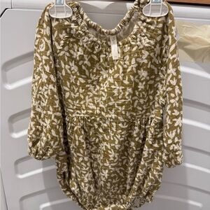 Rylee + Cru Olive and Cream Floral Romper